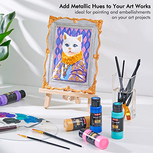 Shuttle Art 30 Colors Metallic Acrylic Paint, Artist Grade Metallic Paint in Bottles (60ml, 2oz), Rich Pigmented, High Viscosity, Non-Toxic for Shuttle Art