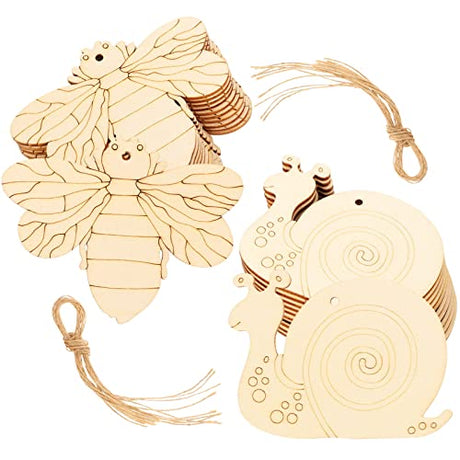 VOSAREA 20pcs DIY Pendant Wooden Cutouts for Crafts Wood Cutouts Decorative Cutouts Ornament Unfinished Wood Crafts Wooden Snail Embellishments VOSAREA