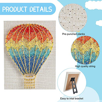 WEBEEDY String Art Crafts Kit for Beginner Adults and Kids 3D Handmade Hot Air Balloon DIY String Art Kit Art Supplies Art Craft Projects Girls