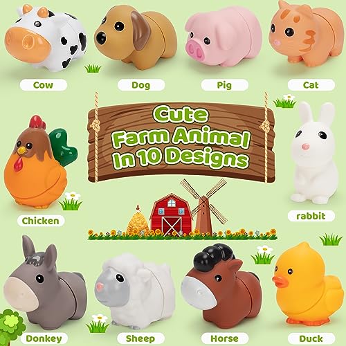 V-Opitos Learning Farm Animal Toys for Kids Age 1, 2, 3 Year Old, 10 Pack Farm Animal Matching Fine Motor Montessori Toys, Christmas, Birthday Gifts V-Opitos
