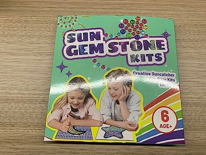 Window Suncatcher Gem Art Diamond Painting Kits for Kids - Fun Arts & Crafts 6 Sheets Flowers Gem Art Painting Kits by Numbers for Girl, Birthday