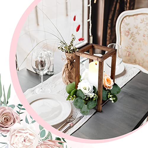Soaoo 24 Pcs Wooden Candle Lantern Wedding Centerpiece for Table Rustic Wood Lantern Candle Holder Farmhouse Candle Lantern for Christmas Soaoo