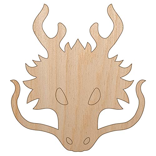 Asian Dragon Head Unfinished Wood Shape Piece Cutout for DIY Craft Projects - 1/4 Inch Thick - 4.70 Inch Size Sniggle Sloth