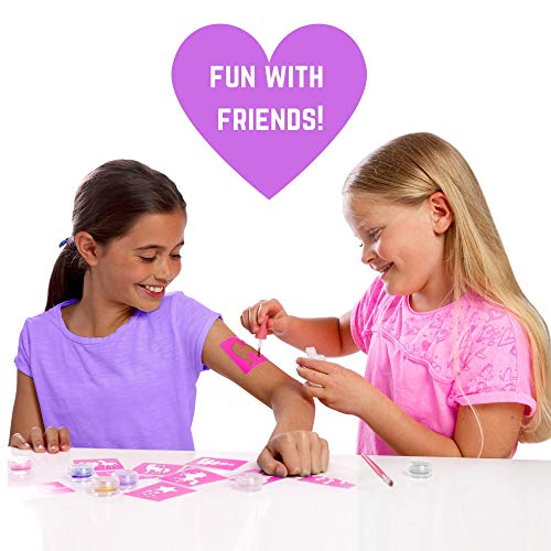 GirlZone Unicorn Glitter Tattoo Studio, Easy To Use and Skin-Safe Kids Temporary Sparkle Tattoos for Creative Playtime, Fun Party Crafts for Kids GirlZone