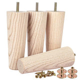 Btowin VCF 6 inch / 15cm Ash Wood Furniture Legs, 4Pcs Mid-Century Modern Unfinished Wooden Tapered Replacement Feet with 5/16'' Hanger Bolts & Btowin VCF