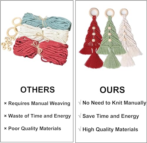Dremisland Christmas Tree Decoration 3 Set Macrame Christmas Tree Decorative Hanging Ornaments Assembled Macrame Kits Boho Wall Hanging Decor for Dremisland