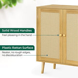 Huuger Buffet Cabinet with Storage, Storage Cabinet with PE Rattan Decor Doors, Accent Cabinet with Solid Wood Feet, Sideboard Cabinet for Hallway, Huuger