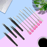 11 Pcs Silicone Resin Mold Tools Set, Tweezers Jewelry Making Kit, Stirring Needle Spoon Tool, Anti-Static Stainless Steel ESD Tweezers Precision Set Moocci