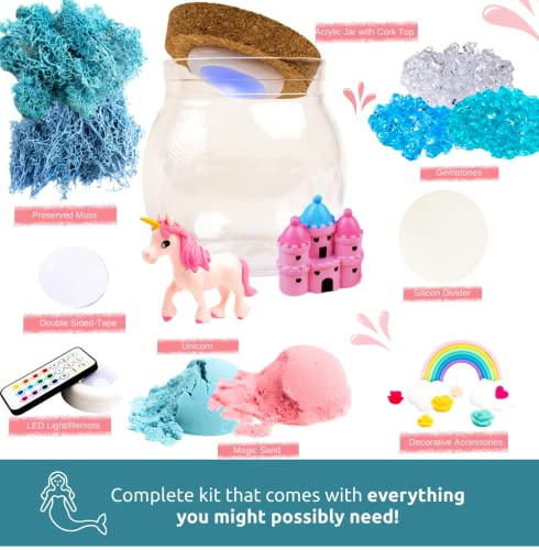 Unicorn Light Up Terrarium Kit for Kids I DIY Unicorn Toys Craft Kits for Kids I Terrarium Jar Night Light for Kids Crystal Growing Kit I Unicorn