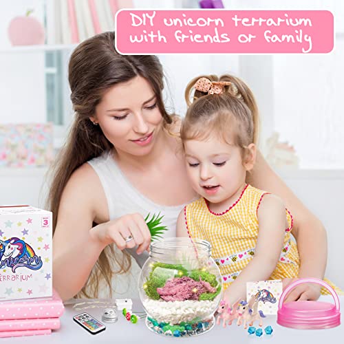 DIY Light-Up Unicorn Terrarium Kit for Kids,3 Light Modes Unicorn Toys & Activities Kits Presents,Arts & Crafts Unicorns Gift for Girls Age 4 5 6 7