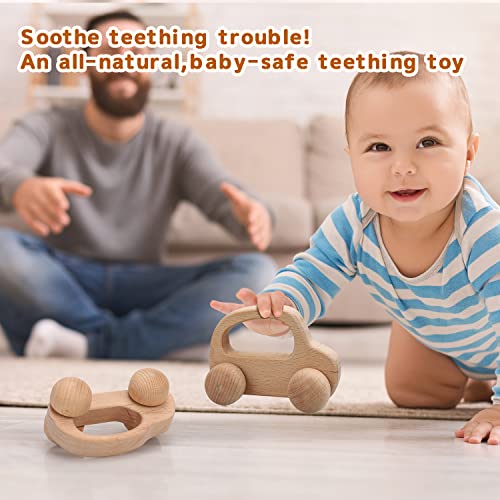 TOY Life Wooden Toys Cars, Montessori Toys for Babies 0-6-12 Months, Baby Rattle Toy Cars for Toddlers 1-3, Wooden Baby Toys for 1 + Year Old, Baby TOY Life