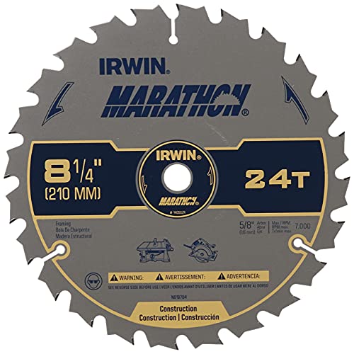 Irwin Industrial Tools 14050 8-1/4-Inch 24-Teeth 5/8" Diamond Arbor Miter and Table Saw Blade - WoodArtSupply