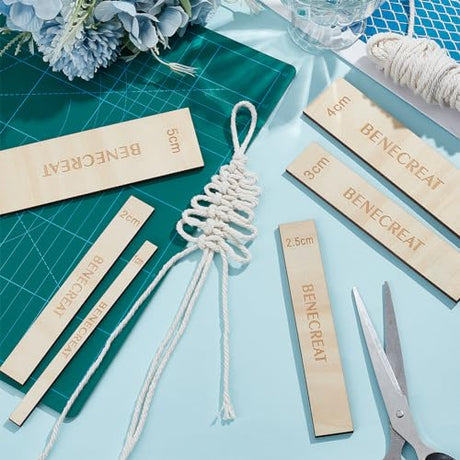 BENECREAT 6 Pcs Wooden Macrame Separator Tool 0.4-2 Inch Spacer Guide Auxiliary Rulers, Spacers Fringe Lace Fibre Support Tools for Making Macrame BENECREAT