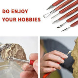 Clay Sculpting Tools, 6 PCS Double-Ended Stainless Steel Polymer Clay Tools, Wooden Handle Pottery Tools for Embossing, Carving Tools and Supplies HANWER