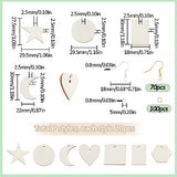 SUNNYCLUE 480Pcs Wood Charms Jump Rings Earrings Making Starter Kit Unfinished Wood Blanks Wooden Blank Charms Earring Hooks Round Pieces Square SUNNYCLUE