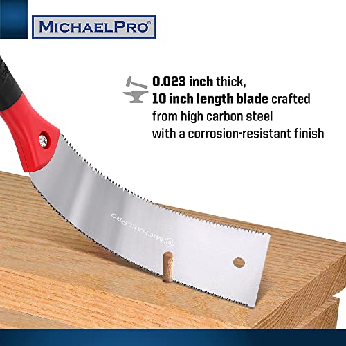 MichaelPro Japanese Pull Saw, 10 Inch Double Edge Hand Saw for Wood Working, Japanese Ryoba Saw Flush Cut Saw Woodworking Tools with Corrosion - WoodArtSupply