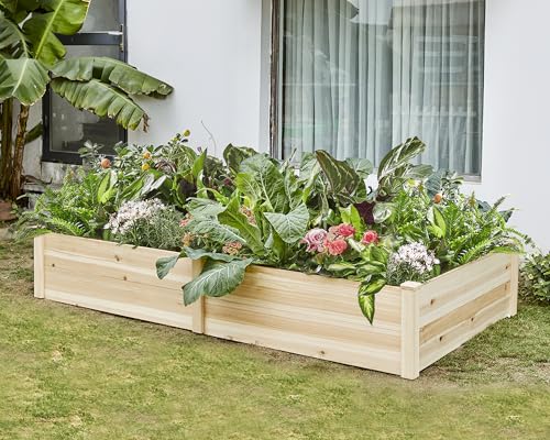 AMERLIFE 18 Inch Deep Wooden Raised Garden Planter 8x4FT Extra Large Raised Garden Bed Planter Box Garden Planters for Deep-Rooted Plants Outdoors AMERLIFE