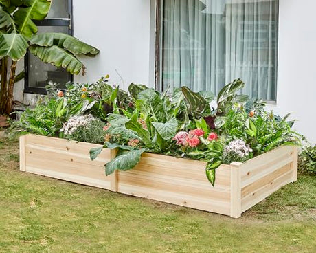 AMERLIFE 18 Inch Deep Wooden Raised Garden Planter 8x4FT Extra Large Raised Garden Bed Planter Box Garden Planters for Deep-Rooted Plants Outdoors AMERLIFE