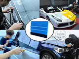 Plastic Blue 4 Inch Felt Edge Squeegee with Black Felt Edge Car Vinyl Scraper Decal Applicator Tool for Window Tint, Wallpaper, Decal Sticker SUZUYO