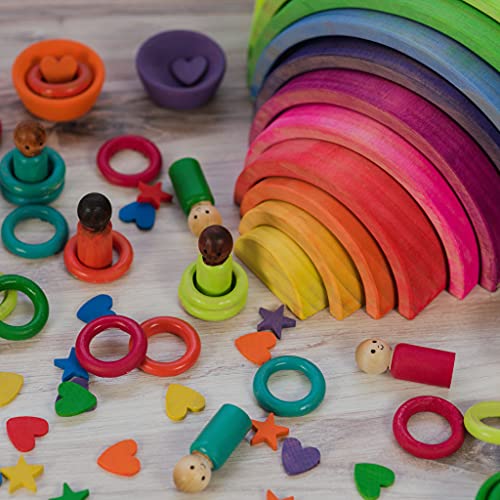 Large Wooden Rainbow Stacker Arches, Set of 12 pcs., Natural and Unfinished Stacking Rainbow, by Woodpeckers Woodpeckers