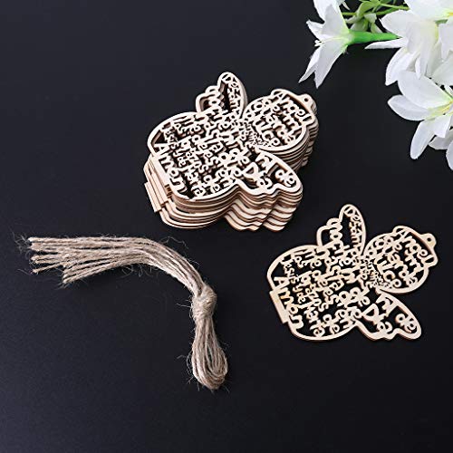12 Pcs/Pack Wooden Hollow Out Angel for Doll Ornaments Pendants Embellishments for DIY Art Craft Projects Christmas Party Decoration with Rope Easter Youngy