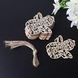12 Pcs/Pack Wooden Hollow Out Angel for Doll Ornaments Pendants Embellishments for DIY Art Craft Projects Christmas Party Decoration with Rope Easter Youngy