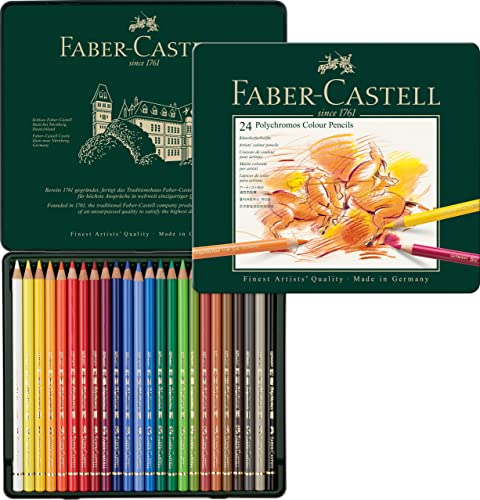 Faber-Castell 24 Piece Polychromous Colored Pencil Set in Metal Tin - WoodArtSupply