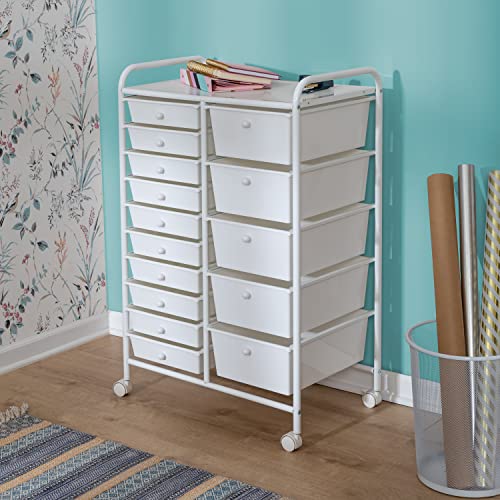 Honey Can Do 15-Drawer Metal Rolling Storage Cart, White CRT-09106 White Honey-Can-Do