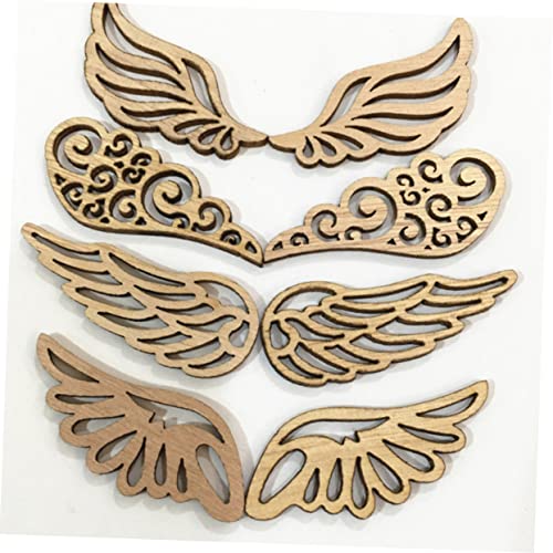 Christmas Wood Angel Wings 80pcs Mini Chips Gift Stuff Wooden Angel Wings Cutouts Angel Crafts Unfinished Round Blank Wood Bamboo CD Paper Cut Amosfun