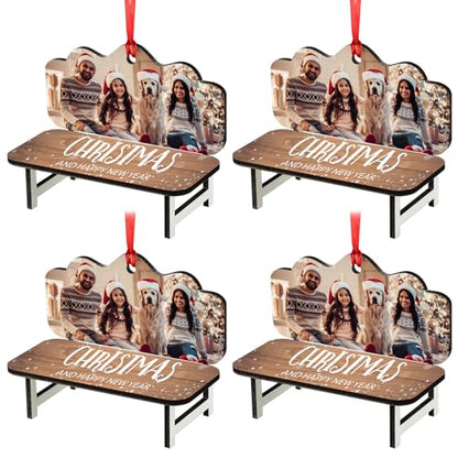 Remerry 4 Packs Sublimation Blank Bench Decor DIY Christmas Ornament Double-Sided Blanks Chair for Christmas Festival Decoration(Classic Style)