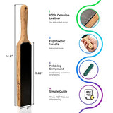 BeaverCraft LS6P1 Leather Strop Kit with Sharpening Polishing Compound 14" x 2" Knife Stropping Block & Honing Compound Knife Sharpener Leather Strop BeaverCraft