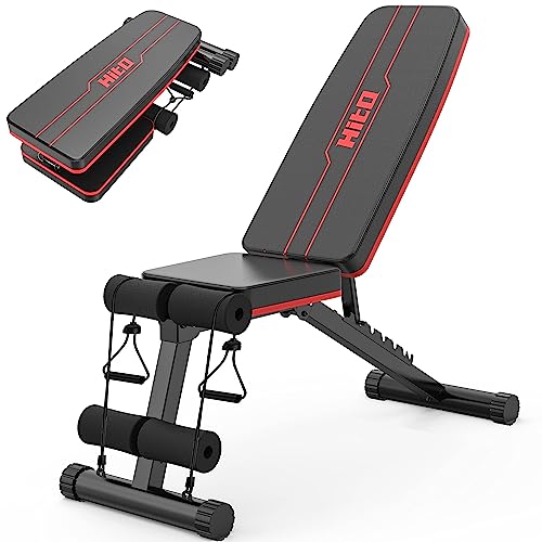 HITOSPORT Weight Bench, Adjustable Weight Bench, Strength Training Benches For Full Body Workout & Home Gym with Resistance Bands… - WoodArtSupply