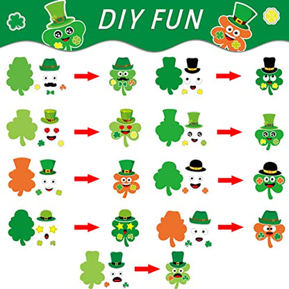 chiazllta 36 Packs St. Patrick's Day Craft Kits DIY Shamrock Art Craft for Preschool Kids, St. Patrick’s Day Make Your Own Shamrock Paper Craft Set - WoodArtSupply