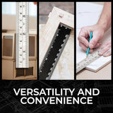 Nokko 4-Piece Woodworking Ruler Set - Woodworking Tools Bundle with 12 Inch Aluminum Slide Rule with Slide Stop, Plus 6", 12" & 16" Stainless Steel NOKKO