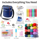Piccassio Crochet Kit for Beginners Adults and Kids - Make Amigurumi Crocheting Projects Beginner Includes 20 Colors Yarn, Hooks, Book, a Durable Bag Piccassio