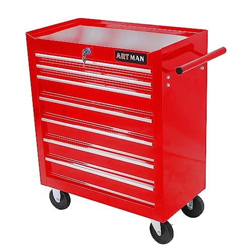 Larmliss 7-Drawer Rolling Tool Cart, Lockable Home Repair Tool Storage Organizer, Tool Box on Wheels,Tool Chest Cabinet for Mechanic, Garage - WoodArtSupply