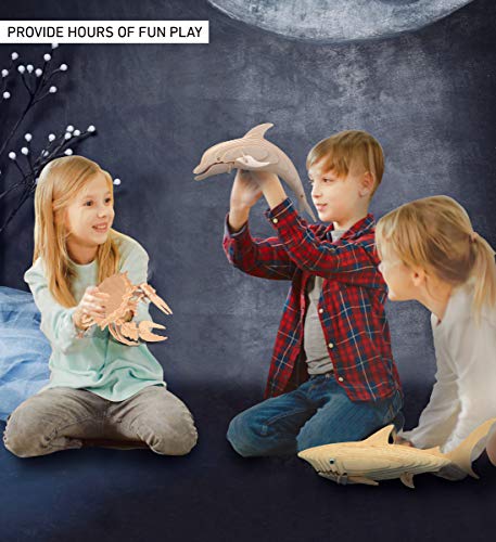 Puzzled 3D Puzzle Crab Wood Craft Construction Model Kit, Fun Unique & Educational DIY Wooden Toy Assemble Model Unfinished Crafting Hobby Sea Life Puzzled