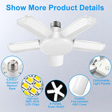 Kofarrten LED Garage Lights, 80W LED Garage Ceiling Lights with 5 Deformable Panels, 8000LM LED Shop Lights for Garage E26/E27 LED Light Bulbs for Kofarrten