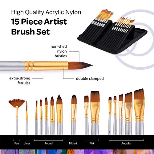 Acrylic Paint Set for Adults & Kids Includes Tabletop Easel Canvas and Brushes 24 Acrylic Paint Colors 15 Brushes 1 Easel 1 Canvas | Painting Kit for