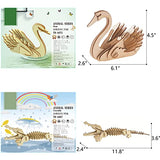 3D Wooden Wild Animal Puzzle - 6 Piece Set Wood Wild Animals Skeleton Assembly Model Kits - Wooden Crafts DIY Brain Teaser Puzzle - STEM Toys Gifts i-CHONY