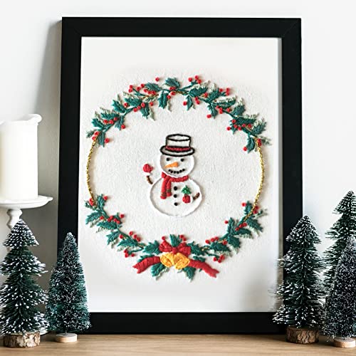 Canlierr 6 Sets Christmas Embroidery Kit with Pattern and Instructions Embroidery Starter Kit Embroidery Pattern Hoop Colored Threads Needlepoint Kit - WoodArtSupply