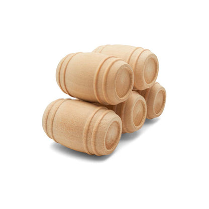 Wooden Pickle Barrel 1-5/8 Inch, Pack of 10, Small Unfinished Cargo Drums, Perfect for Miniatures, Scale Models, Mini Train Making or Woodworking - WoodArtSupply