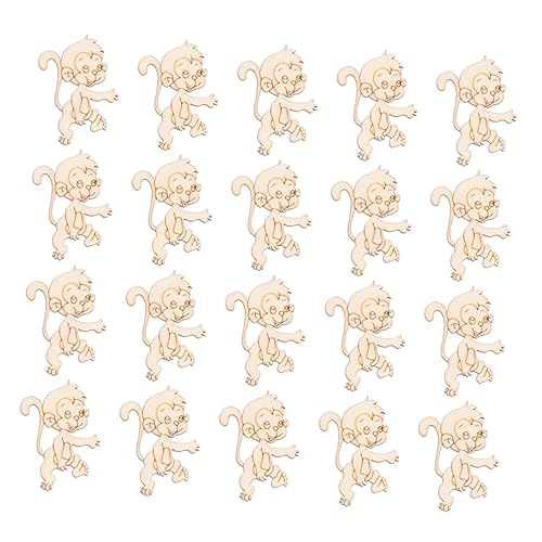 VILLCASE 60 pcs Christmas Tree Hanging Ornaments Unfinished Wood Monkey Cutout Shapes Wood Letters Crafts Christmas Desktop Decor Desk Topper DIY VILLCASE