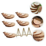VILLCASE 1 Set Christmas Decoration Wood Chips School Projects Supplies Mini Wood Display Easel Craft Wood Circles Mini Easel Ornament Weddings Table VILLCASE