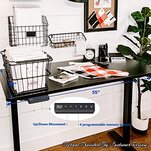 FLEXISPOT EN1 Electric Height Adjustable Standing Desk 55 x 28 Inches Whole-Piece Board Memory Controller Home Office Desk(Black Frame + 55" Black FLEXISPOT