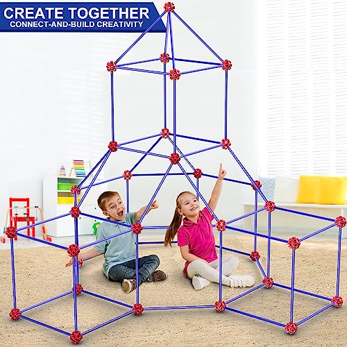V-Opitos 180 Pack Fort Building Kits for Kids Age 4, 5, 6, 7, 8+ Years Old, Creative STEM Building Toys for DIY Castles, Tunnels, Play Tent, Ideal V-Opitos