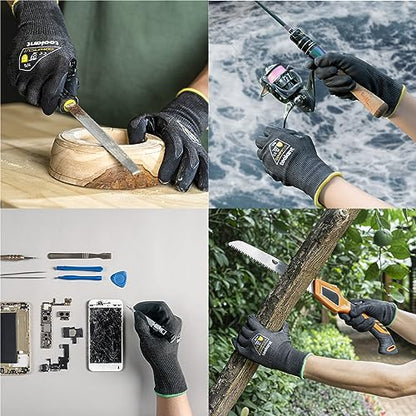 toolant A4 Cut Resistant Work Gloves with Grip, Ultra Thin Safety Glove for Fishing, Wood Carving, Gardening,1/3 Pairs,S-XL