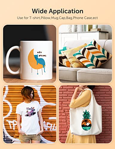 Hiipoo Sublimation Ink Set with 110 Sheet Sublimation Paper 8.5x11” 125G, 2 Pack Teflon Sheet, Heat Tape compatible for Inkjet Printer ET-2720 Hiipoo