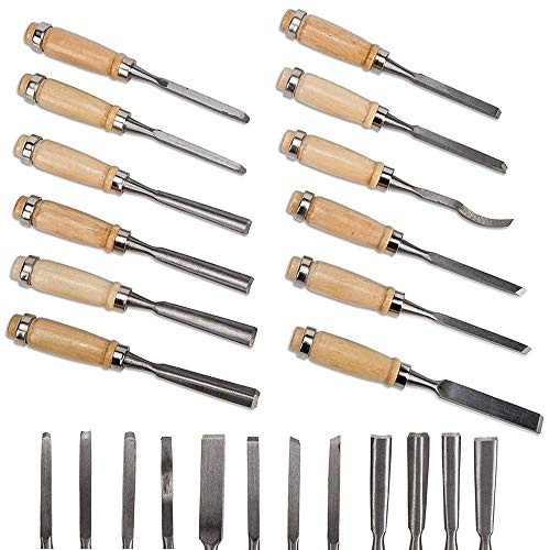 Chiyuehe Professional Wood Carving Chisel Set - 12 Piece Sharp Woodworking Tools w/Carrying Case - Great for Beginners - WoodArtSupply