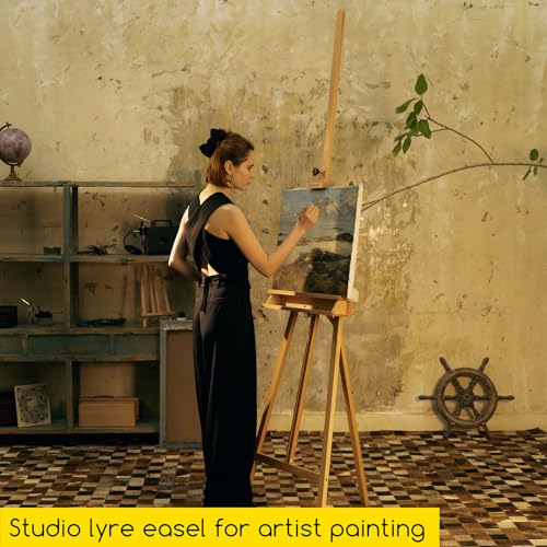 MEEDEN Large Painters Easel Adjustable Solid Beech Wood Artist Easel, Studio Easel for Adults with Brush Holder, Holds Canvas up to 48" MEEDEN